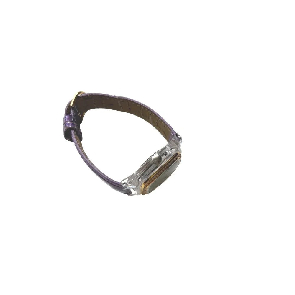 Joan Rivers Classics Purple Dial Crystal Bezel Acrylic Case‎ Leather Watch
